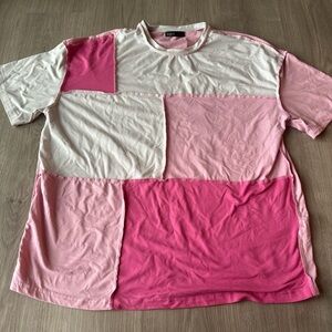 Colorblock Pink and White Shirt